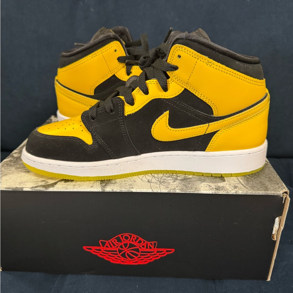 Air Jordan Black and Yellow High-Top Sneakers - Picture 14 of 16